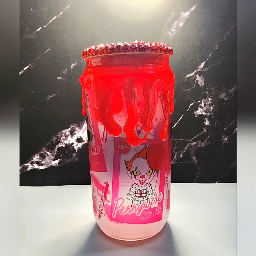 Blood Drip Glass Tumbler with Blood Bling Lid